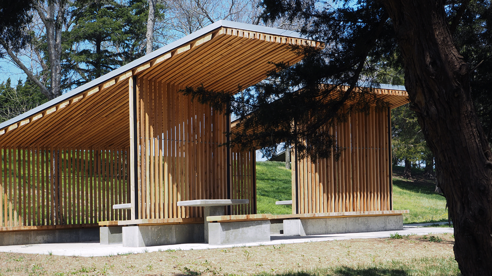 Color photography shows the Polaris Pavilion in April of 2022.