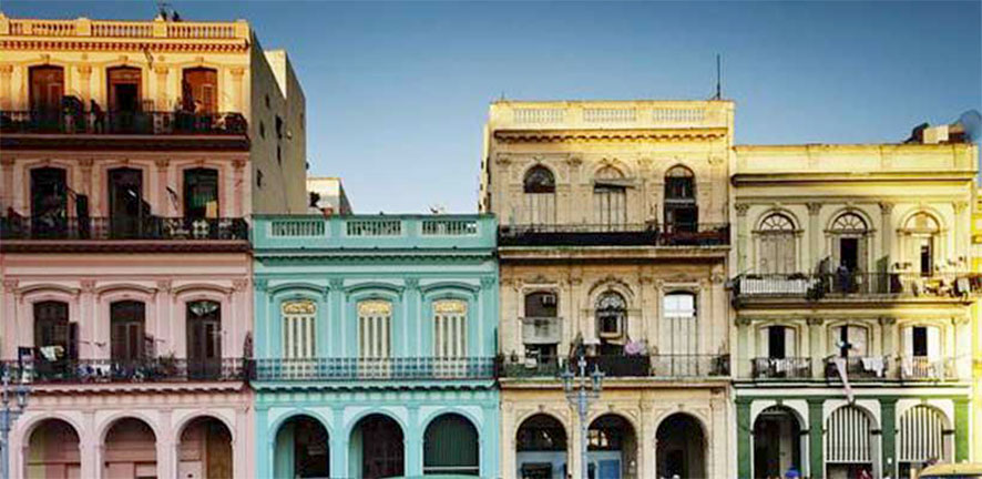 Row of colorful buildings in Havana