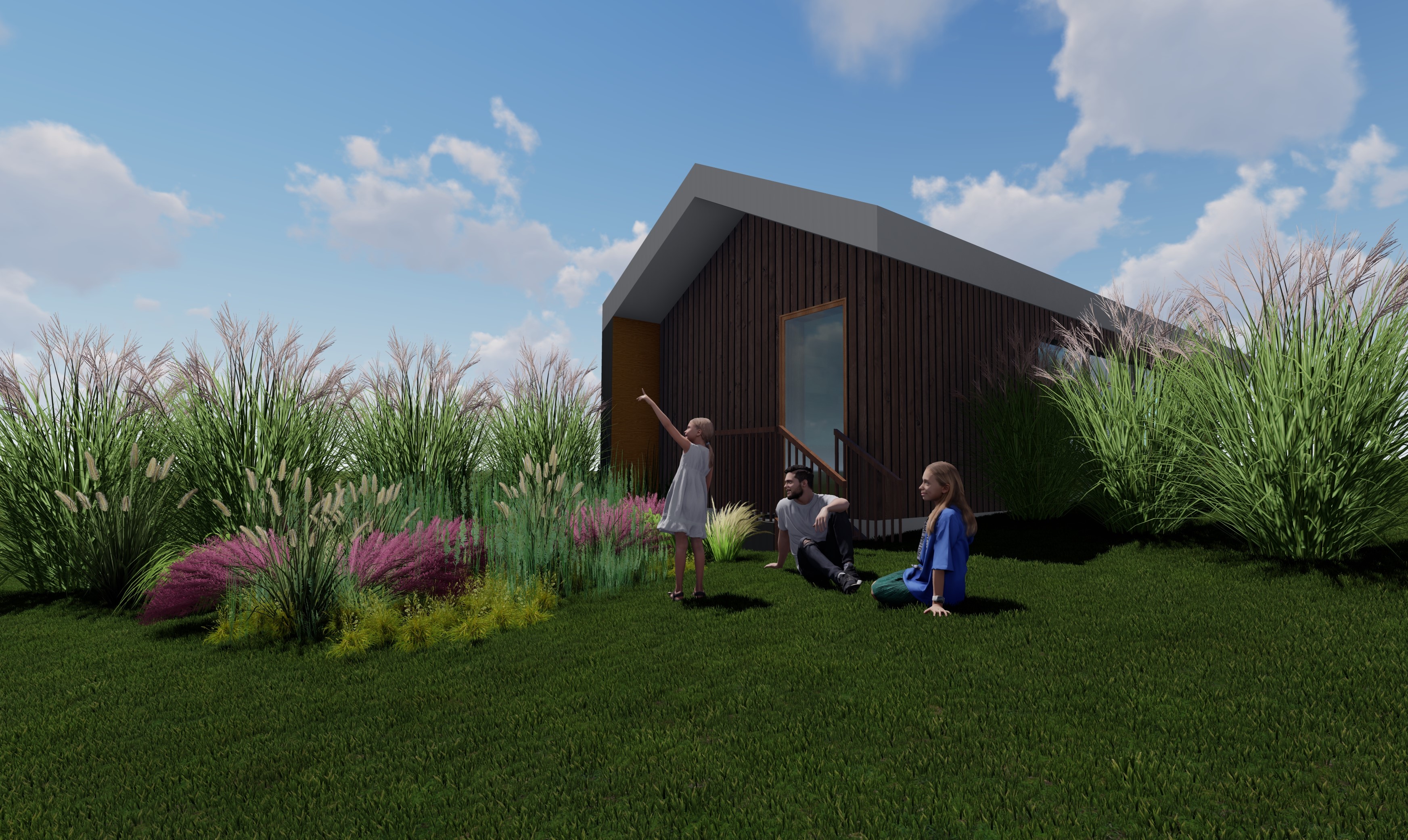 Digital rendering showing Dirt Works Studio's Solar Decathlon project.