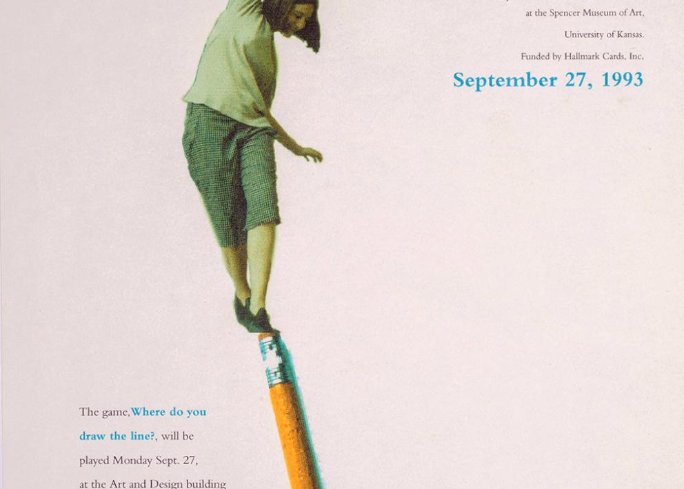 poster featuring a person balancing on a pencil 