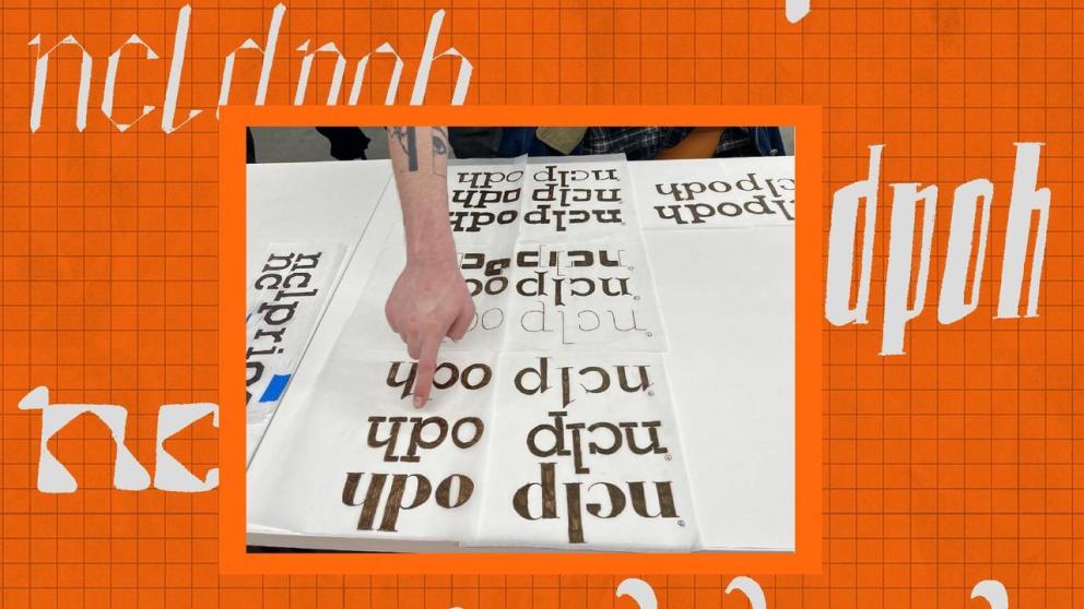 collage of type design process work