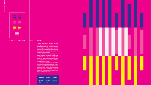 pink spread with typographic rules